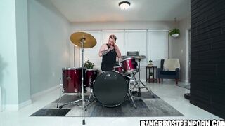 Her stepbrother is so loud having fun drums, she just wants