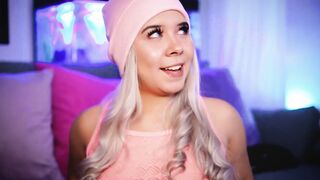 Chubby blonde with a adorable face blows her BF's dick