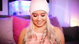 Chubby blonde with a adorable face blows her BF's dick