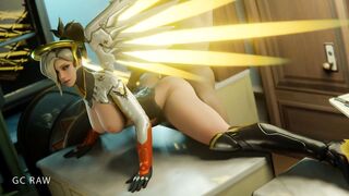 Doggy Style sex with Cutie Flexible Mercy on table. GCRaw. Overwatch