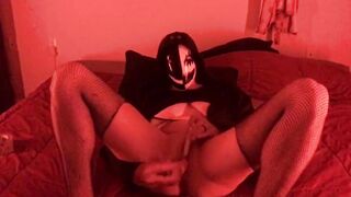 Masked Cougar Masturbates and Has Orgasm