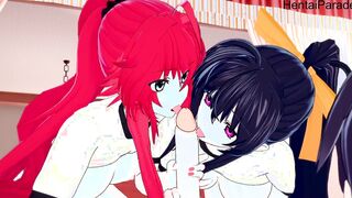 Akeno Himejima and Rias Gremory take both care of your penis Highschool DxD [Hentai 3D]