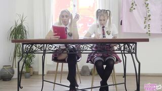 2 girls being STRIPED and FUCK during a Dictation -