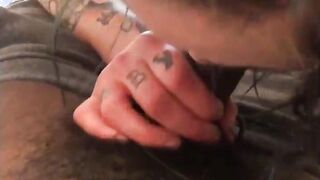 Tatted white cunt with mouth pet got dominated by ebony penis complication