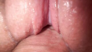 Dirty creamy bitch squirts and gets cum on vulgar 19 yo