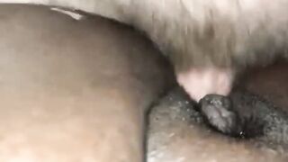 Closer see of black snatch getting banged by white penis