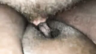 Closer see of black snatch getting banged by white penis