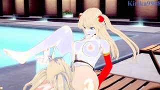 Neige Hausen and Amari Aquamarine engage inside Extreme dyke play - Good Robot Wars OG & X Anime