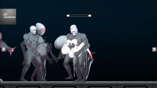 Animated blonde bimbos got screwed by Aliens (Alien Quest: Evee) part three