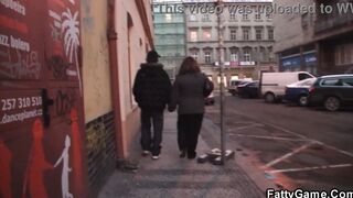 Huge belly fatty picks up lad and ride penis