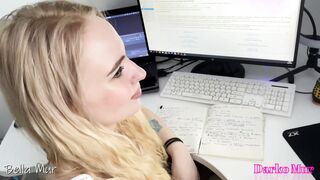Stuped college girl couldn't pass the test and get a penis