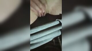 Risky snatch play while we smoke a joint on the porch