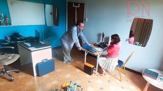 Office domination. Boss undresses the secretary. Take off tights and