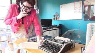 Office domination. Boss undresses the secretary. Take off tights and