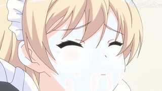 Cartoon Cartoon Eroge Turned On Blonde Maid Offer a Sloppy Head and Let You Cum Between her Breasts
