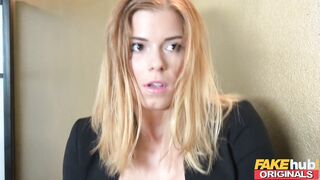 FAKEhub - Hottie young blonde working at reception of grind
