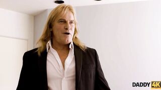 DADDY4K. Small blonde blows and ride penis of grooms dad