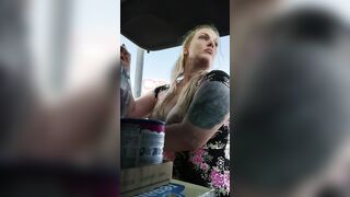 **Public*** Long Boobs cougar Flashing Breasts While Loading Groceries xxMissSwitchxx