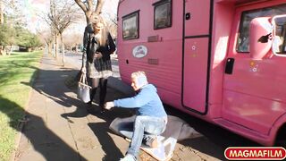 Chesty blonde Bombshell gets muff licked and boned