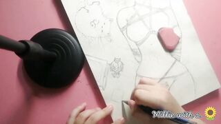 Drawing Anime - Adorable women bound up