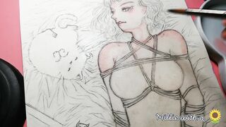 Drawing Anime - Adorable women bound up