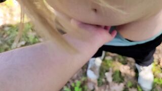 The college girl blown inside the woods and teases by rubbing her snatch on the penis