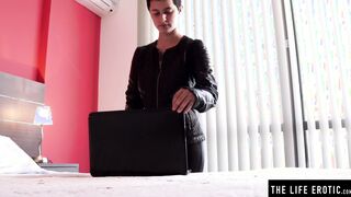 Freaky chick uses a vibrator inside both holes for twice