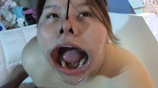 With the penis into the face and the cum inside