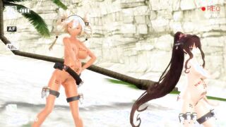 【MMD】KanColle Yamato & Musashi - Kiss me【R-18】
