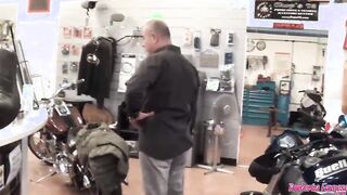 Roberta Farnese on a motorcycle gets banged! by all the