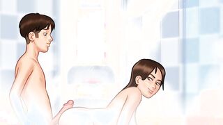 Summertime Saga. StepBrother Fucks His StepSister, Unexpected Cumshot Under The Shower-Ep 148