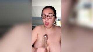 big boobed teenagers titty fucks vibrator then swallows the entire thing