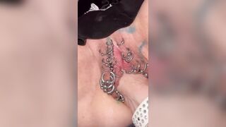 Pierced and tattoot cunt fisting