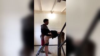 African boyfriend creampies white GF, then pulls up lingerie