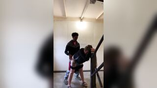 African boyfriend creampies white GF, then pulls up lingerie