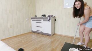 Hot Cleaner After Rough Work Gets Plowed Inside The Booty