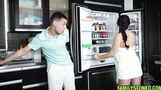 Familystoned.com-Kourtney Kai into only towel spreads wide letting her stepson
