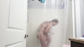 Spying on gf taking a shower