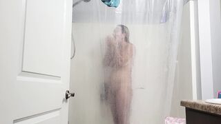 Spying on gf taking a shower