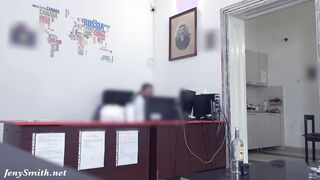 Jeny Smith caught nude into hostel. Reception men are shocked.