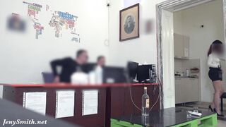 Jeny Smith caught nude into hostel. Reception men are shocked.