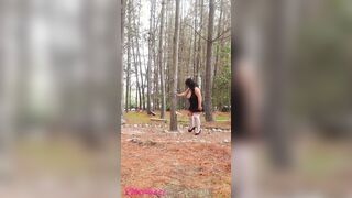 Cougar BBW BOOTY WORSHIP walking into Forest