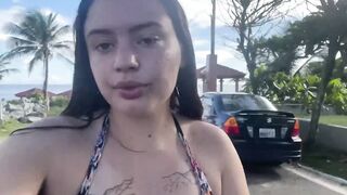 cum walk on beach and through town