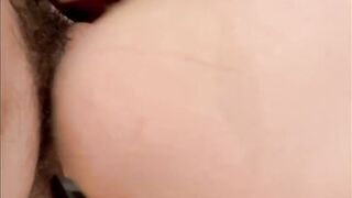 Bimbo takes jizzed on ass