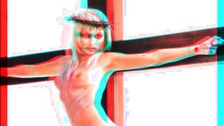 Female Jesus Crucified Naked (3D)