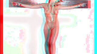 Female Jesus Crucified Naked (3D)
