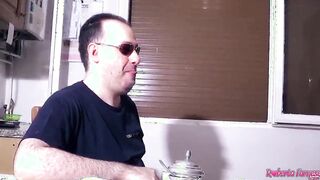 The representative rings the doorbell and Roberta Farnese fucks him