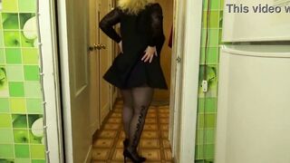 Cutie secretary flashing vagina
