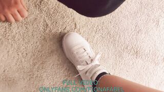 Chained sub tries to lick my snatch and shoes