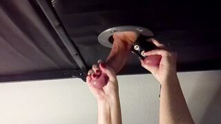 Gf of The Cocks Makes A Huge Penis Blow a Big Load On the Table!!!